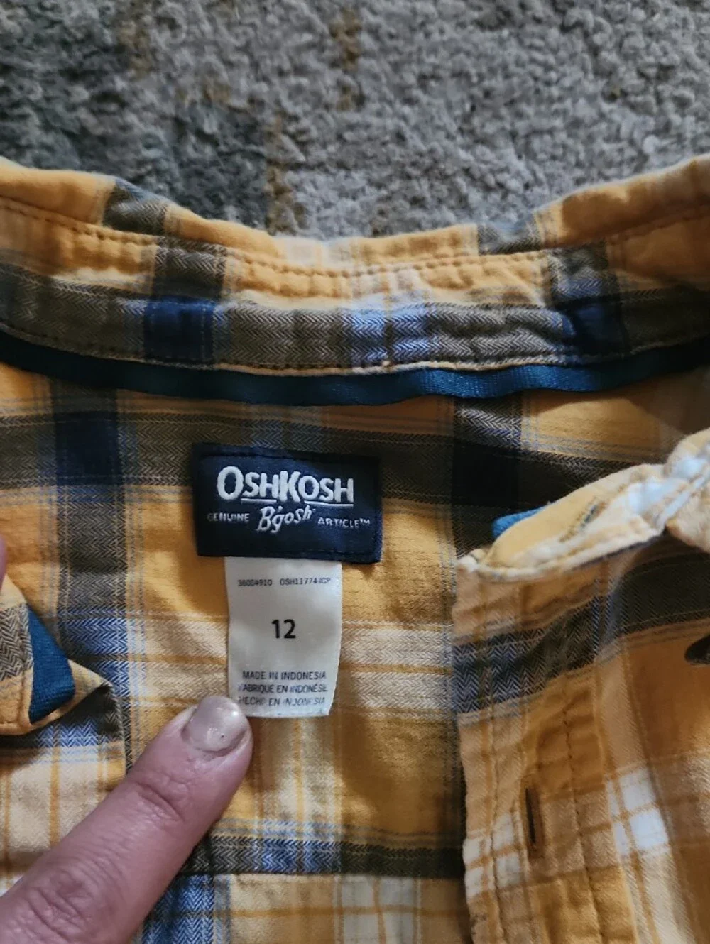 OshKosh B'gosh Yellow and Blue Plaid Button-Down Shirt